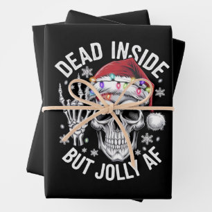 Dood van binnen maar vrolijk Kerstgeschenk Skelet Inpakpapier Vel