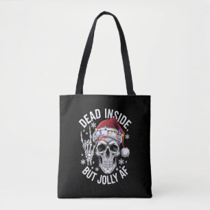 Dood van binnen maar vrolijke kerstcadeau skelet draagtas