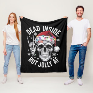 Dood van binnen maar vrolijke kerstcadeau skelet fleece deken
