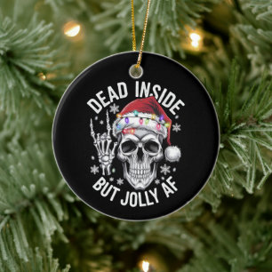 Dood van binnen maar vrolijke kerstcadeau skelet keramisch ornament