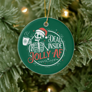 Dood van binnen maar vrolijke schedel Kerstman Ker Keramisch Ornament