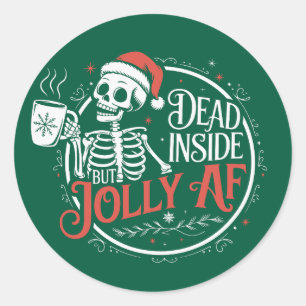 Dood van binnen maar vrolijke schedel Kerstman Ker Ronde Sticker