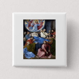Dood van de Maagd - Hugo van der Goes - c1475.jp Vierkante Button 5,1 Cm