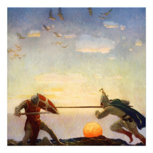 “Dood van Koning Arthur en Sir Mordred” door NC Wy Foto Afdruk