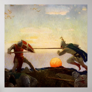 "Dood van koning Arthur en Sir Mordred" door NC Wy Poster