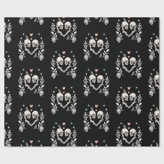 Dood Verliefden Gothic Skelet Bruiloft Cadeaupapier (Vlak)