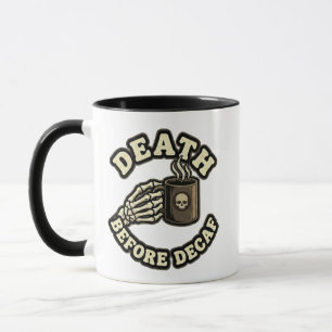 Dood Voor Decaf Grappige Retro Schedel & Koffie Mok