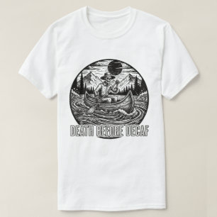 Dood Voor Decaf Skelet Kano Ontwerp T-shirt