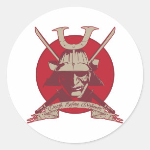 Dood voor Dishonor Samurai Ronde Sticker
