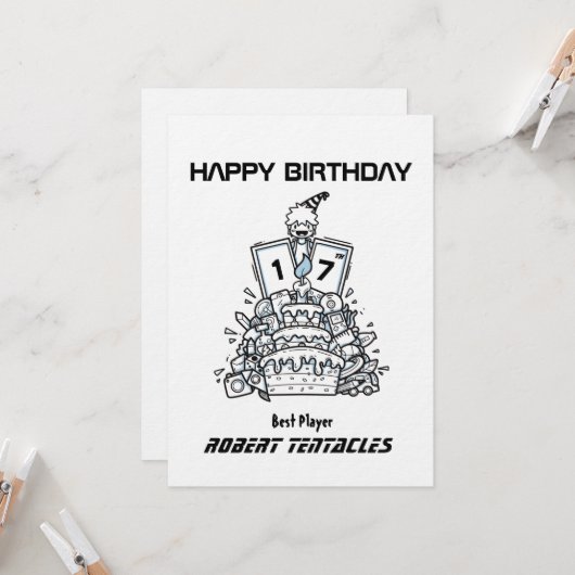 Doodé artisanal Cartes d'anniversaire pour garçon (Devant/Arrière en situation)