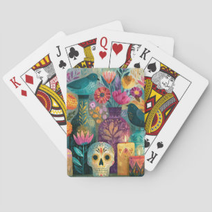 Doodenherdenking Suiker Schedel Ofrenda Altaar Pokerkaarten