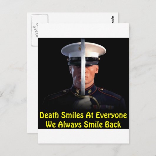 Doodglimlach op iedereen die we altijd terugglimla briefkaart (Voorkant / Achterkant)