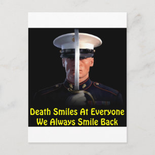 Doodglimlach op iedereen die we altijd terugglimla briefkaart