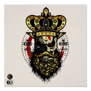 Doodhoofd hipster skulls barbu en moustachu perfect poster