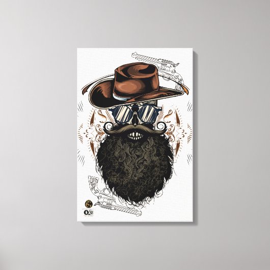 Doodkop hipster skulls western cowboy canvas afdruk (Voorkant)