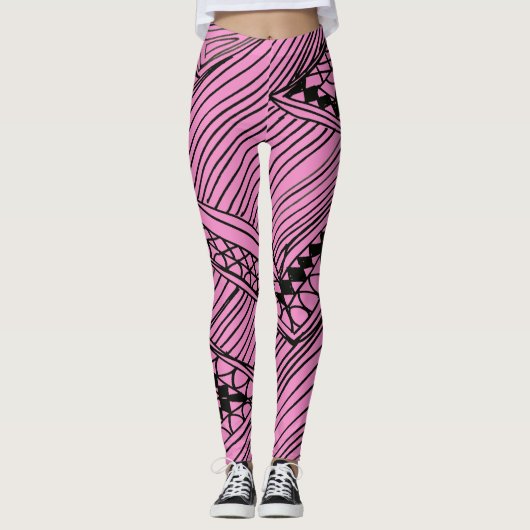 Doodle 1A Black Light Pink Leggings (Voorkant)