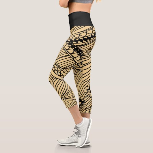 Doodle 1A Black Warm Beige Capri Leggings (Gauche)