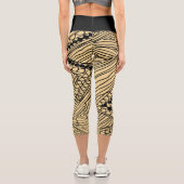 Doodle 1A Black Warm Beige Capri Leggings (Verso)