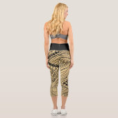 Doodle 1A Black Warm Beige Capri Leggings (Verso)