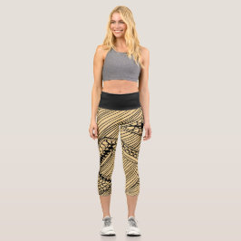 Doodle 1A Black Warm Beige Capri Leggings