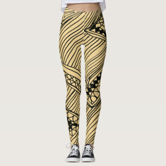 Doodle 1A Black Warn Beige Leggings