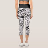 Doodle 1A Black White 1 Capri Leggings (Verso)