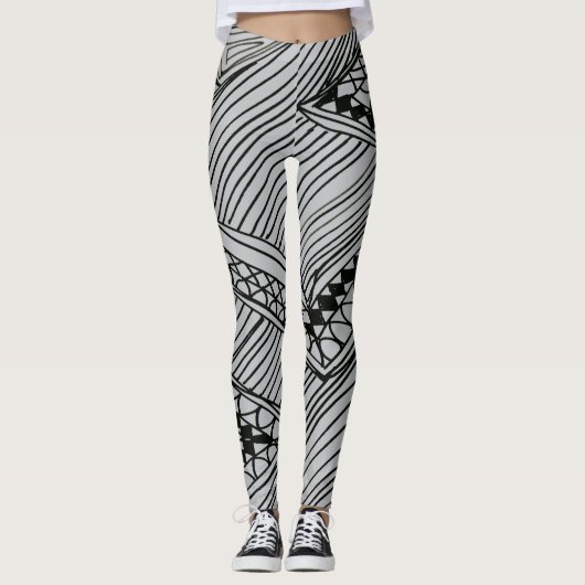 Doodle 1A Leggings Gris Clair et Noir (Devant)