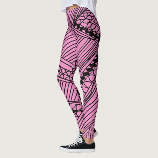 Doodle 1A Leggings Noir Rose Fluorescent (Gauche)