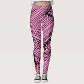 Doodle 1A Leggings Noir Rose Fluorescent (Devant)
