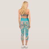 Doodle 1E Aqua Peach 1 Capri Leggings (Verso)