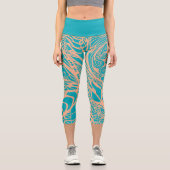 Doodle 1E Aqua Peach 1 Capri Leggings (Recto)