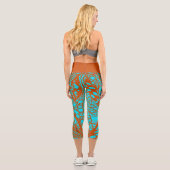 Doodle 1E Aqua Pumpkin 1 Capri Leggings (Verso)