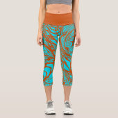 Doodle 1E Aqua Pumpkin 1 Capri Leggings (Recto)