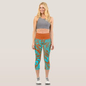 Doodle 1E Aqua Pumpkin 1 Capri Leggings (Recto)