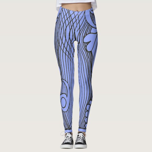 Doodle 1E Black Light Blue Leggings (Voorkant)