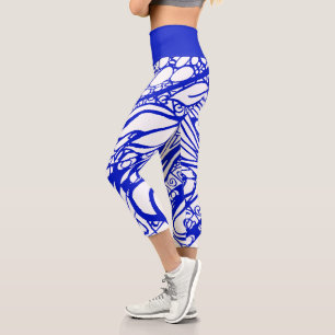 Doodle 1E Bleu Blanc 1 Leggings Capri
