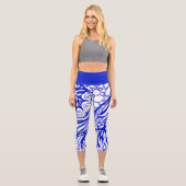 Doodle 1E Bleu Blanc 1 Leggings Capri (Recto)