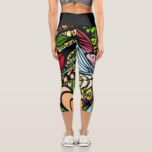Doodle 1E Red 1 Capri Leggings (Verso)