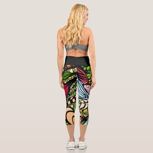 Doodle 1E Red 1 Capri Leggings (Verso)