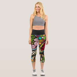 Doodle 1E Red 1 Capri Leggings