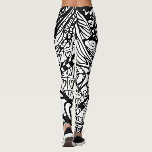 Doodle 9B Black White Leggings (Achterkant)