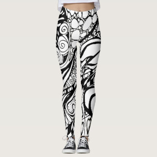 Doodle 9B Black White Leggings