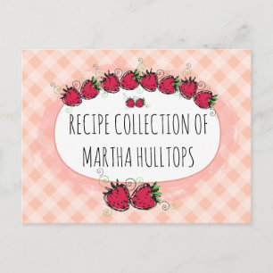 Doodle aardbeien gepersonaliseerde receptenkaart briefkaart