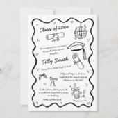 Doodle Afstuderen Aankondiging Meisje 4 Foto's (Voorkant)