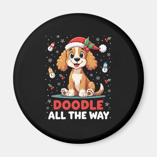 Doodle All The Way Funny Goldendoodle Santa Hat Ch Magneet (Voorkant)