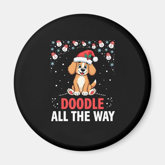 Doodle All The Way Funny Goldendoodle Santa Hat Ch Magneet (Voorkant)