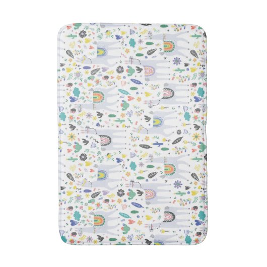 Doodle Alpaca Pattern Badmat (Voorkant Verticaal)