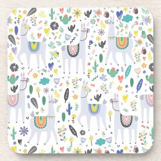 Doodle Alpaca Pattern Bier Onderzetter (Voorkant)