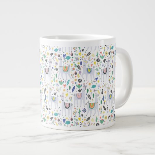 Doodle Alpaca Pattern Extra Grote Beker (Voorkant rechts)