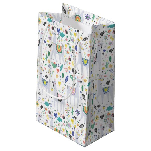 Doodle Alpaca Pattern Klein Cadeauzakje (Achterkant Gekanteld)